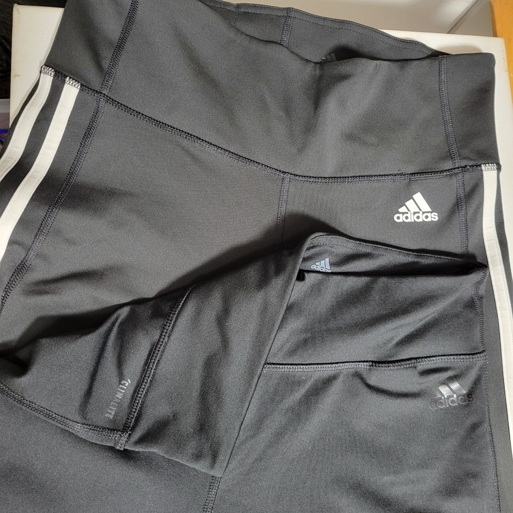 Lot of 2 Adidas‎ Climalite Women Cropped Leggings Sz M Black Gym Yoga Activewear